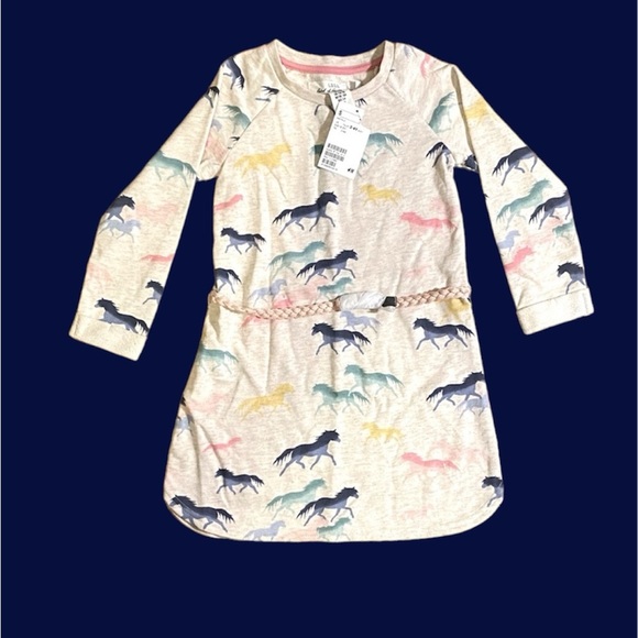 NWT Toddler Girl H&M Dress w/ All-over Horse Print and Braided belt Size 2-4Y - Picture 1 of 4